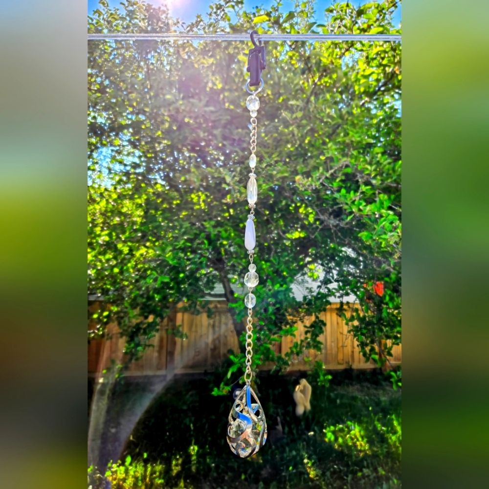 Crystal Suncatcher with Silver Chain